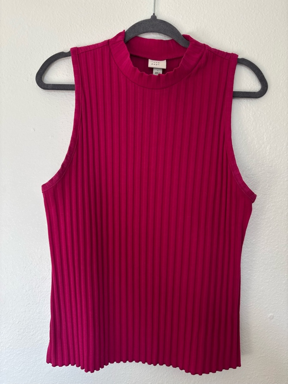 a new day Sleeveless Ribbed Mock Neck Top - Fuchsia Pink